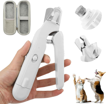 2 in 1 Cat Dog Nail Clippers & Grinder with LED Light, Quiet Rechargeable