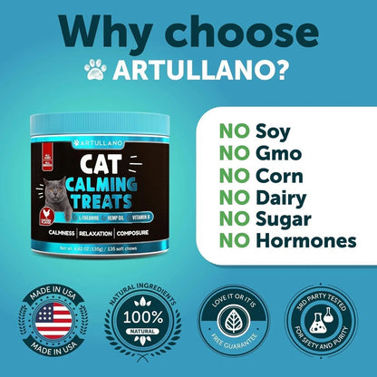 Do Not Sell On Amazon Hemp Cat Calming Treats For Stress & Anxiety Relief Cat Kittens Melatonin