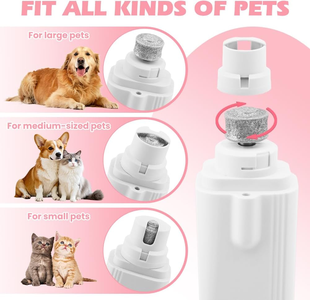2 in 1 Cat Dog Nail Clippers & Grinder with LED Light, Quiet Rechargeable